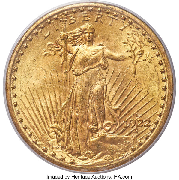 Saint-Gaudens Double Eagles 1922-S $20